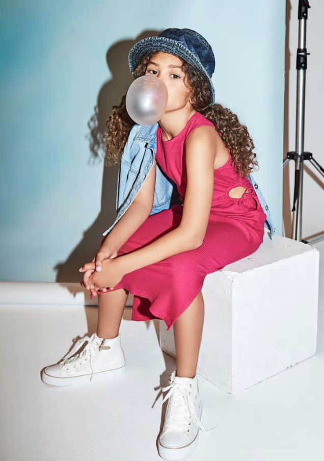 Mayoral JR Ribbed Midi Dress- Hibiscus