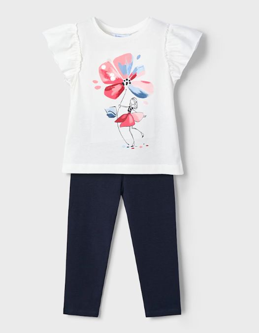Mayoral Floral Legging Set- Navy