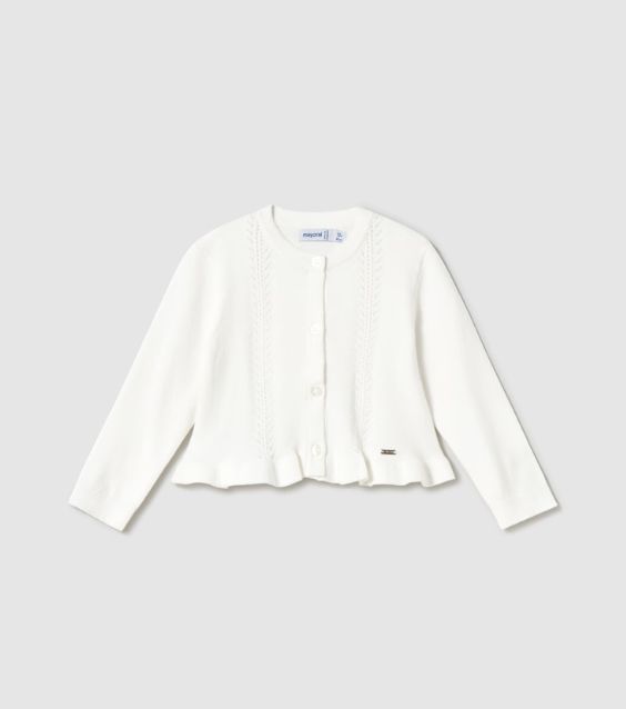 Mayoral Infant Ruffled Knit Cardigan- White