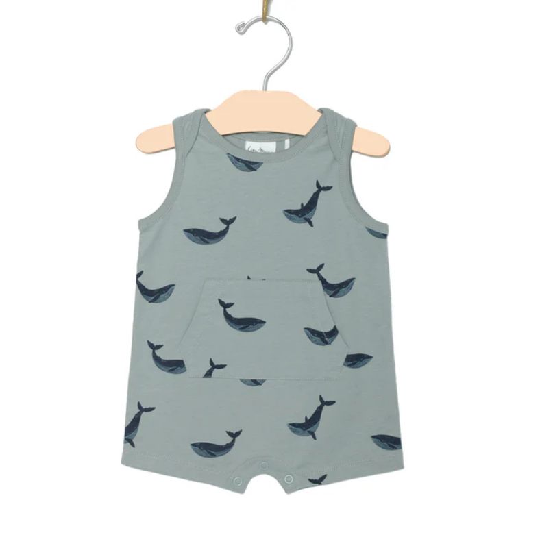 City Mouse Kanga Short Romper- Blue Whale