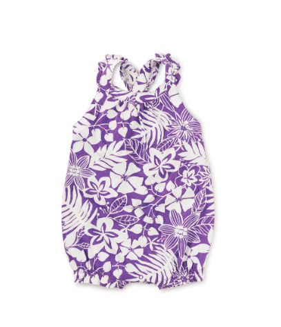 Tea Cross Back Short Romper- Lavender Tropical