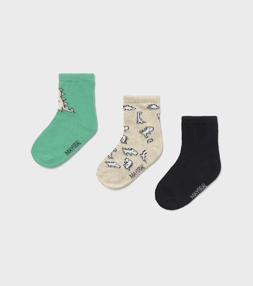 Mayoral Infant 3pk Dino Socks- Aqua