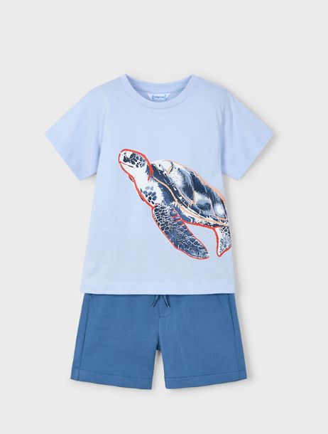 Mayoral Sea Turtle Short Set- Light Blue