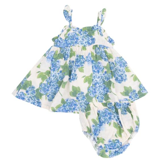 Watercolor Hydrangeas Paperbag Ruffle Sundress