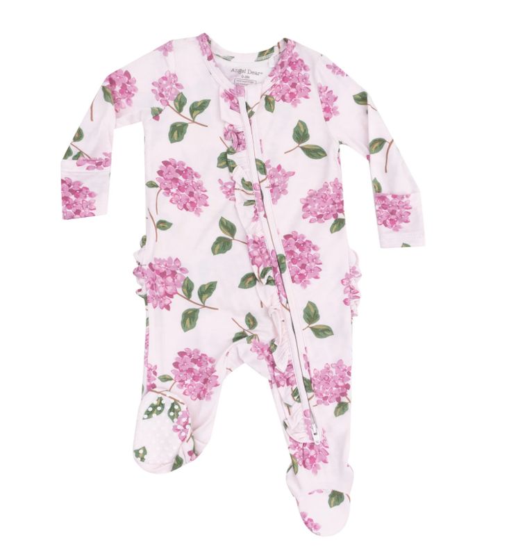 Angel Dear Hydrangeas Ruffle Front Zipper Footie
