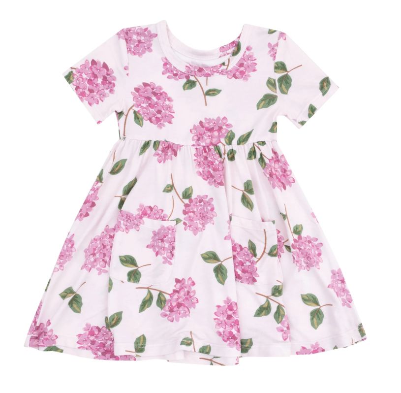 Angel Dear Hydrangeas Short Sleeve Twirly Dress, Size: 6-12M