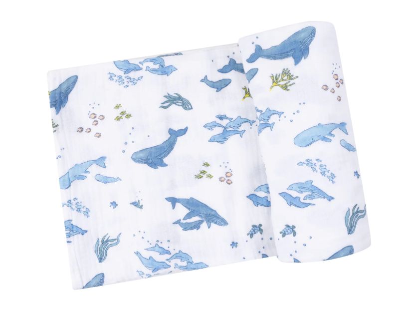 Watercolor Blue Whales Swaddle Blanket, Size: O/S