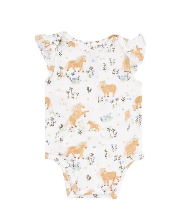 Angel Dear Pretty Ponies Ruffle Sleeve Bodysuit, Size: 3-6M