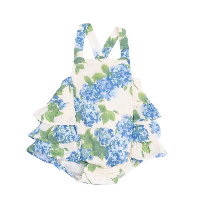 Angel Dear Watercolor Hydrangeas Ruffle Sunsuit, Size: 12-18M