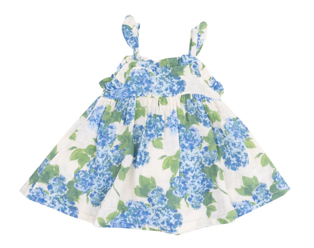 Angel Dear Watercolor Hydrangeas Paperbag Ruffle Sundress, Size: 2T