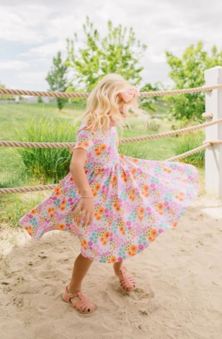 Ollie Jay Classc Twirl Dress- Pink Flowers