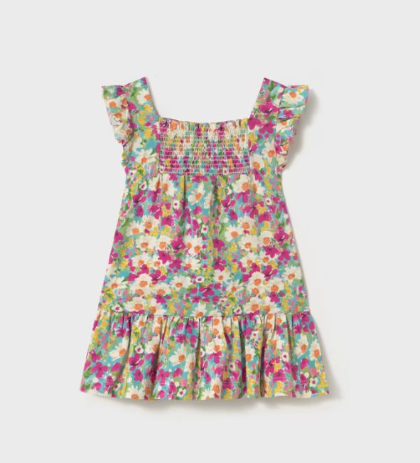 Mayoral Smocked Floral Dress- Agate