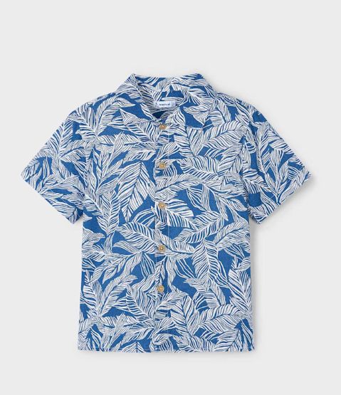 Mayoral Leaf Button Shirt- Blue