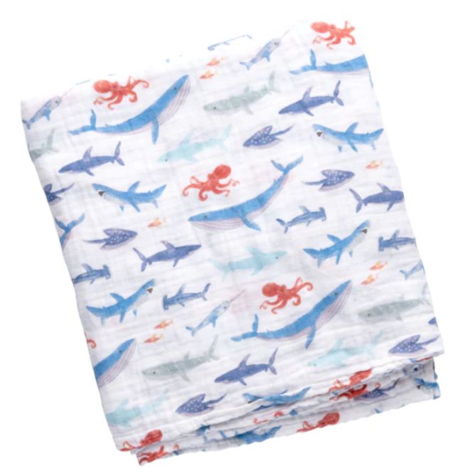 Stephen Joseph Muslin Swaddle- Shark
