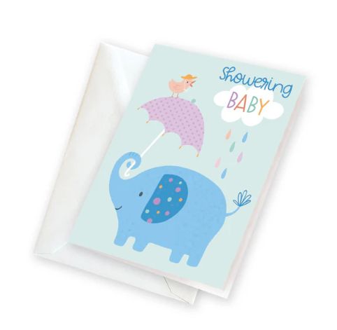 Gina B Gift Enclosure- Elephant Showering Baby