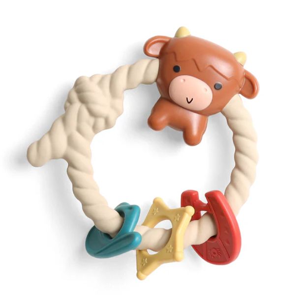 Itzy Ritzy Rattle Silicone Teether Rattle - Highland Cow