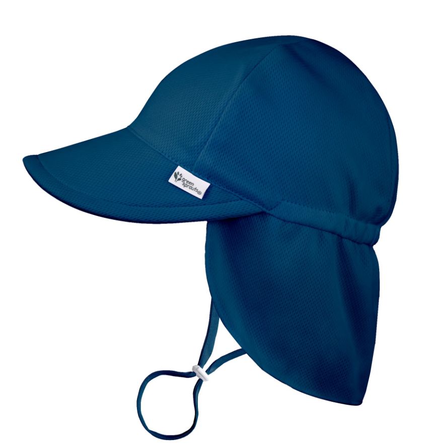Green Sprout Solid Flap Sunhat- Navy
