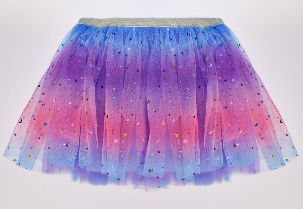 Enchanting Rainbow Moon &amp; Star Sequin Tutu- Purple, Pink &amp; Blue