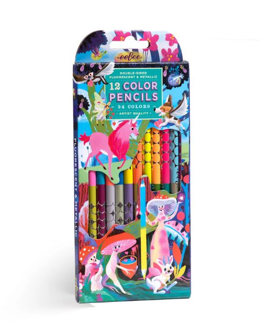eeBoo 12pk Double Sided Pencils- Magical Creatures