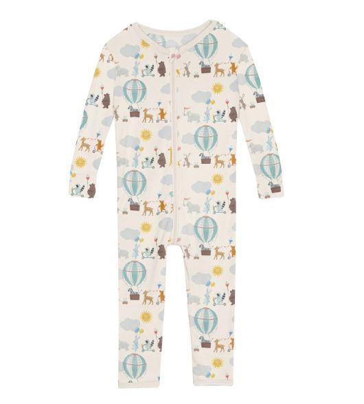 Kickee Convertible Sleeper with Zipper- Natural Animal Parade