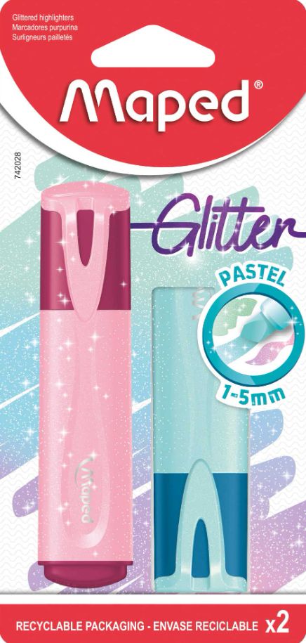 Maped 2pk Glitter Highlighters- Pastel