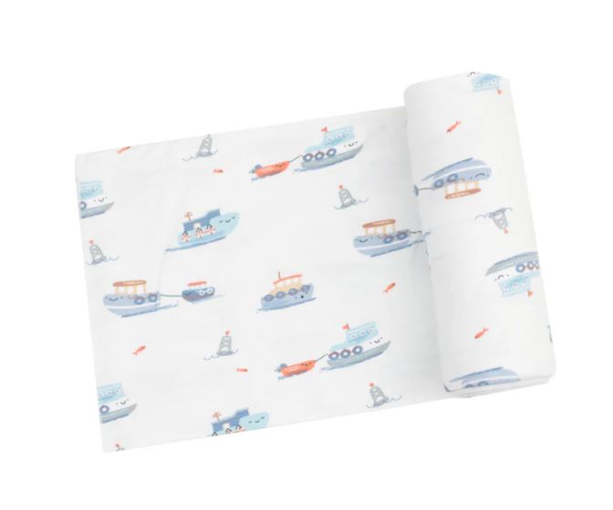 Angel Dear Swaddle Blanket- Tugboats