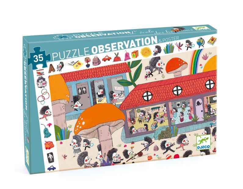 Djeco 35pc Observation Puzzle- Hedgehog School
