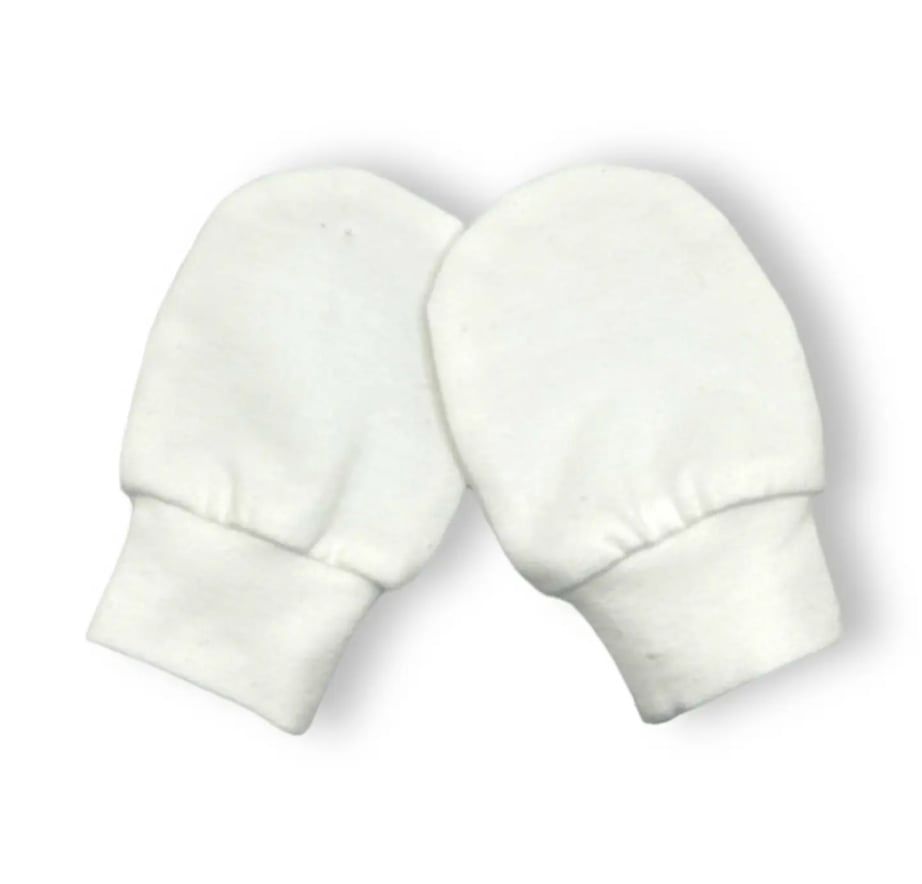 Jolly Bundles - Baby Cotton No Scratch Mittens- White