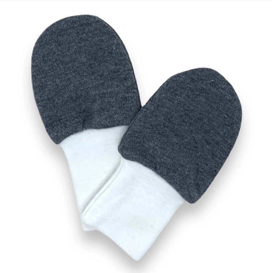 Jolly Bundles - Baby Cotton No Scratch Mittens- Charcoal w/ white band