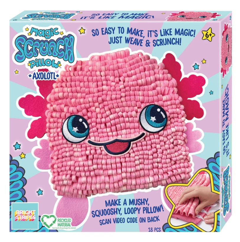 Bright Stripes Scrunch Pillow- Axolotl