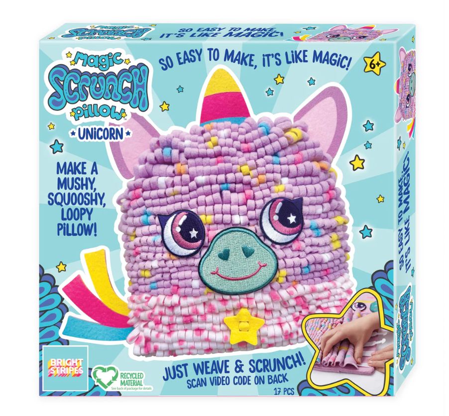 Bright Stripes Scrunch Pillow- Unicorn