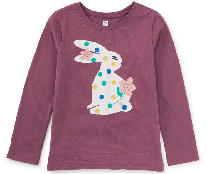 Tea Jumeokbap Dot Bunny Graphic Tee- Cassis