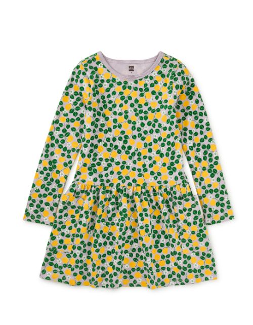 Tea Long Sleeve Pear Pocket Dress- Wisteria