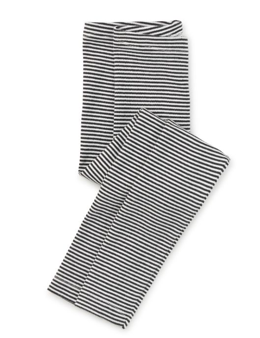 Tea Girls Striped Leggings- Jet Black