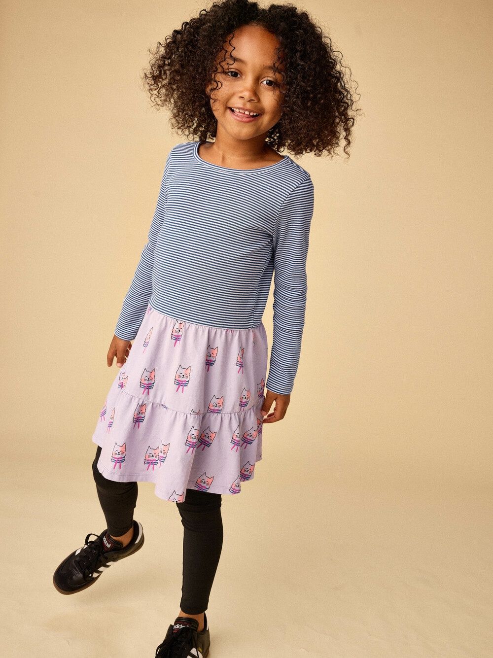 Tea Tiered Skirted Twirl Dress- Bow Tie Cats