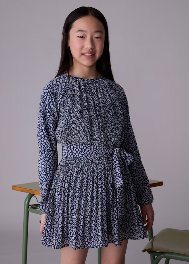 Mayoral Junior Pleated Dress- Petroleum