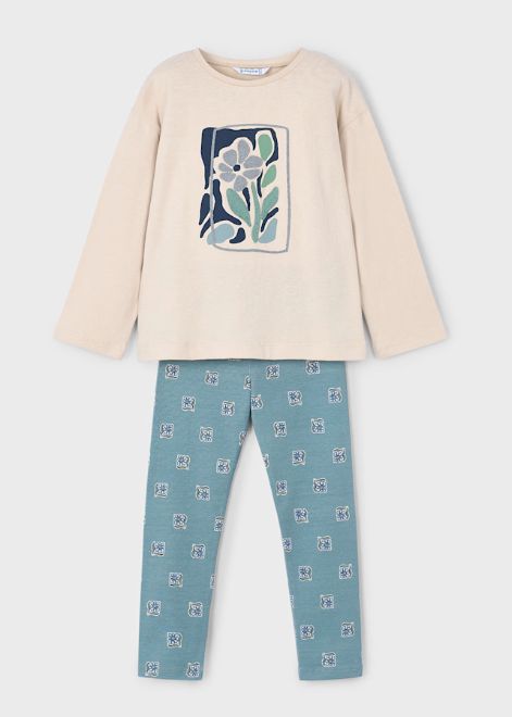 Mayoral Flower Legging Set- Blue