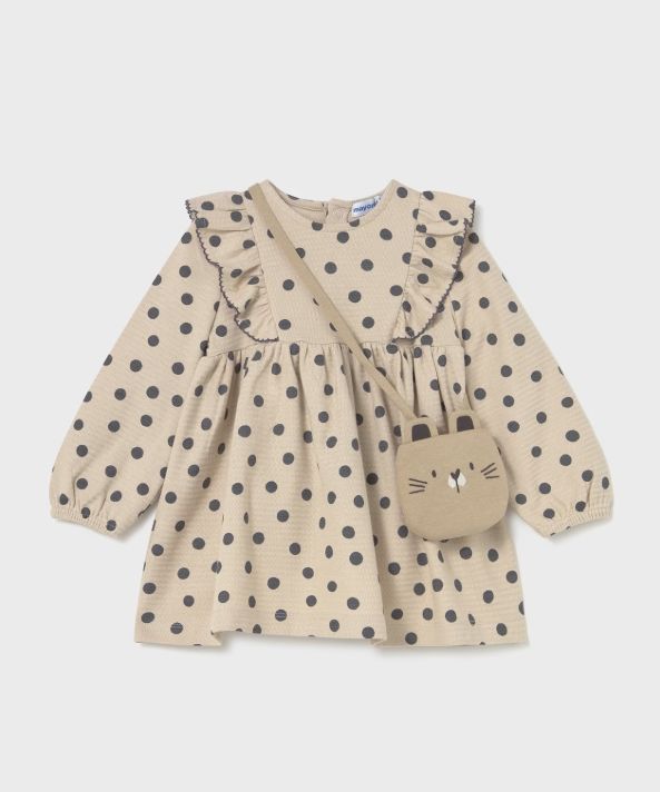 Mayoral Polka Dot Dress- Tapioca