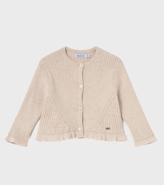 Mayoral Rib Knit Cardigan- Tapioca