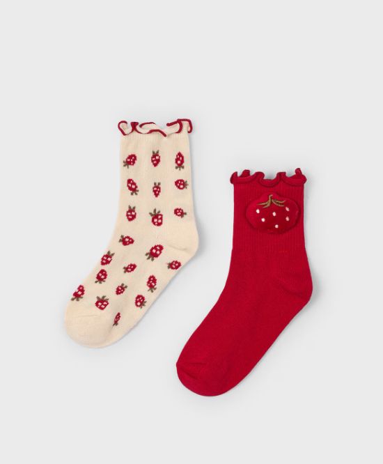 Mayoral Girls 2pk Jacquard Socks- Red