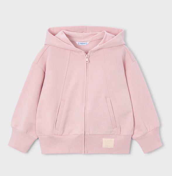 Mayoral Zip-up Knit Hoodie- Nude