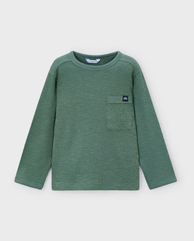 Mayoral Boys Long Sleeve Pocket Tee- Fir Green