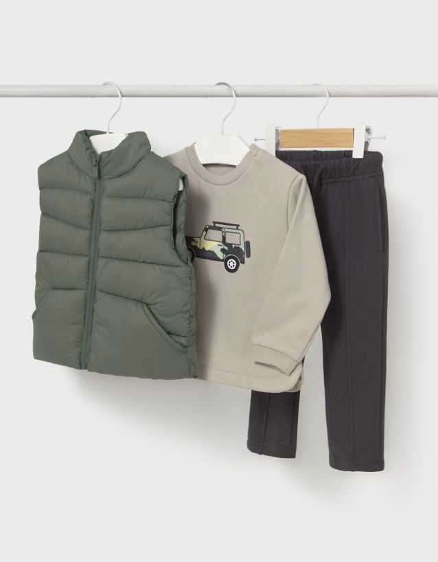 Mayoral 3pc Jeep Vest Set- Fir Green