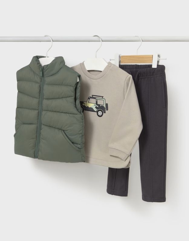 Mayoral 3pc Jeep Vest Set- Fir Green