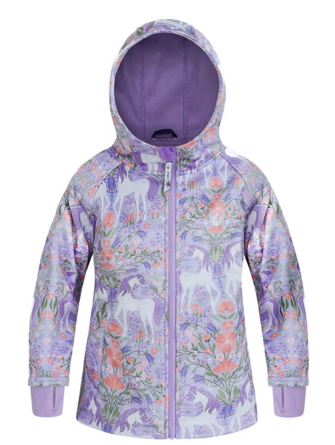 Therm Kids Mystic Garden Girls All-Weather Hoodie- Lavender unicorn