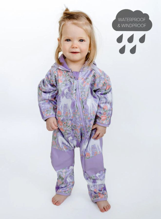 Therm Kids Mystic Garden Infant All-Weather Onesie- Lavender Unicorn