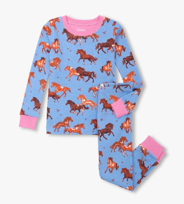 Hatley Girls Tinsel Horses Cotton Pajama Set