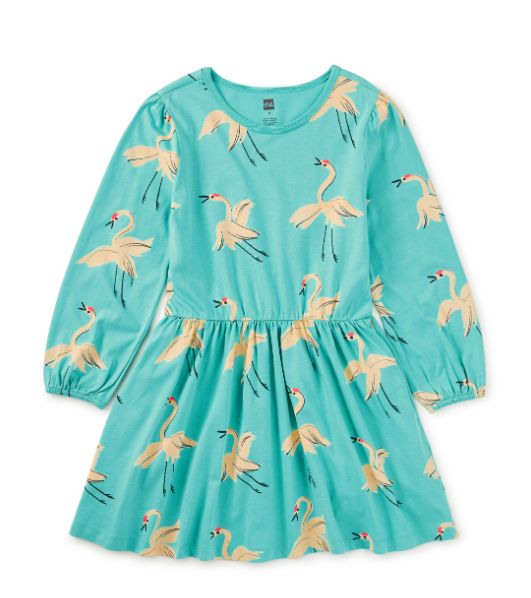 Tea Blouson Sleeve Pocket Dress- Aqua