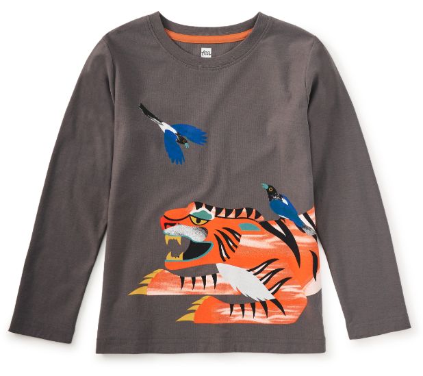 Tea Boys Tiger Magpie Tee- Thunder