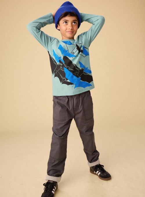Tea Bat Colony Graphic Tee- Blue